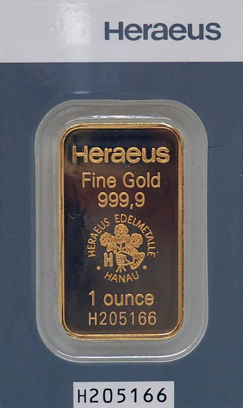 1 Oz Gold Bar Heraeus